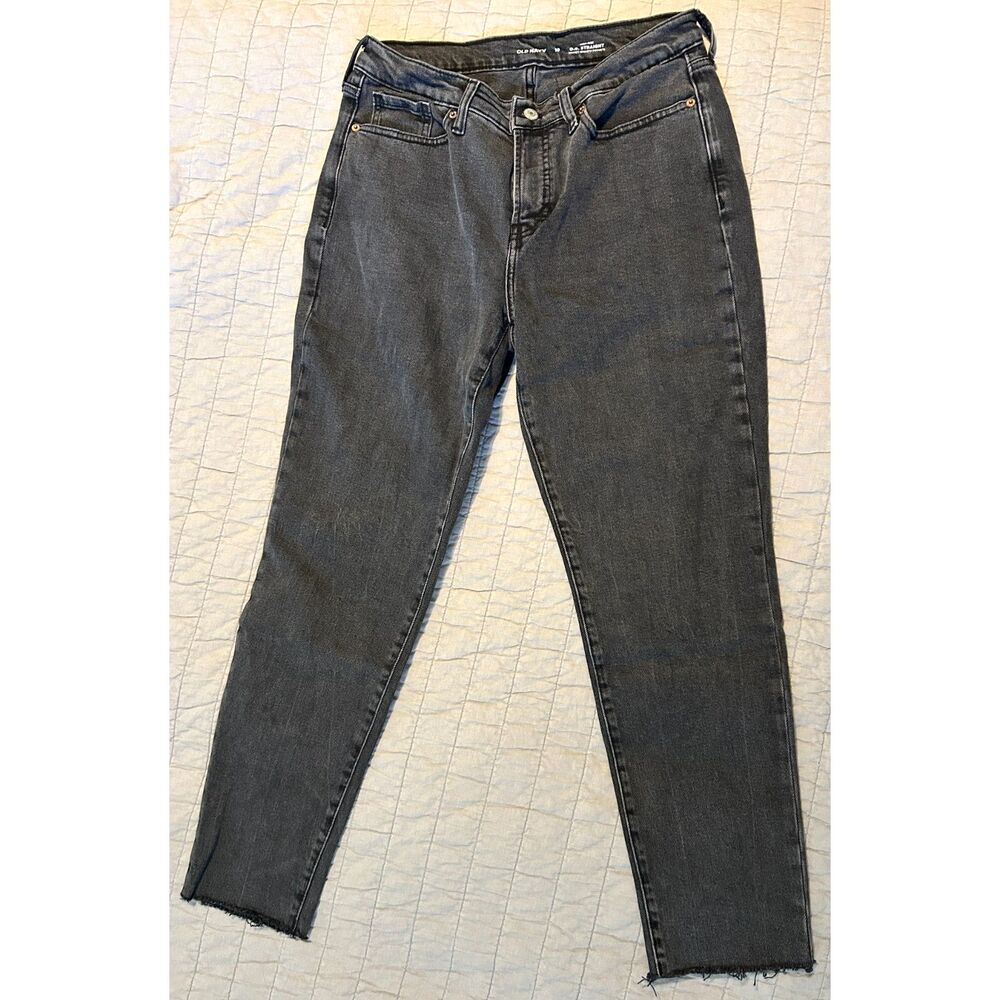 Old Navy Womens High-Rise Secret Smooth Pocket OG Straight Black Denim Size 10